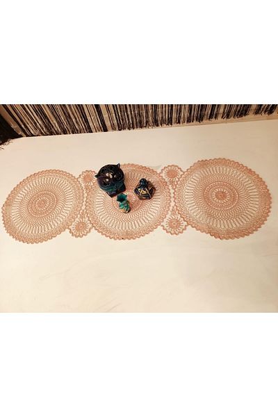 Kardelen 37x110cm Knitted Corded Living Room Coffee Table Cover, Kitchen Table Cloth / Runner / Ranir