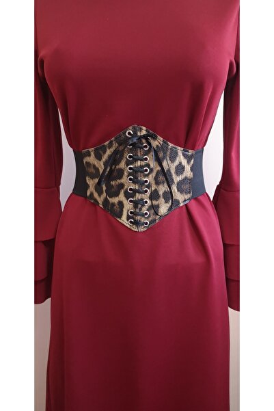 derimplus Leopar Desenli Korse Kemer