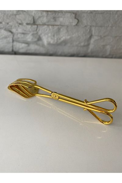 Cemile Serving Tongs Gold Plated Steel 25cm Gold Scissors