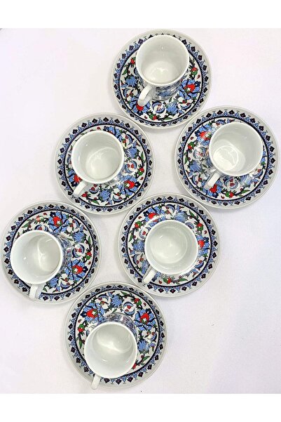 Batur Ticaret طقم أكواب توبكابي مكون من 6 قطع مطرز كوتاهيا