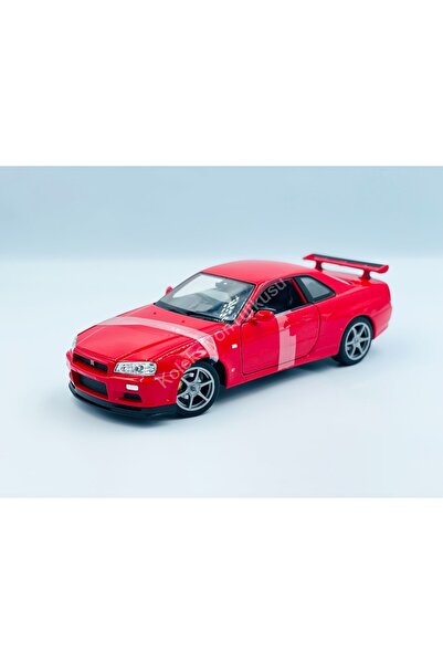 WELLY Koleksiyontutkusu 1/24 Ölçek Nissan Gtr R34 Model Araba