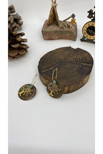 Porsuk Alternatif El Yapımı Etnik Otantik Hippi Bohem Hayat Ağacı Küpe