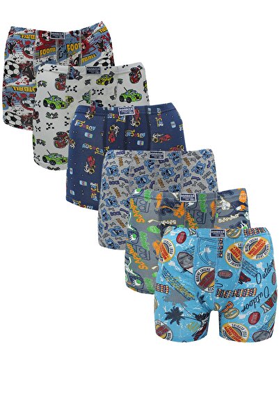 zenura Boxeri colorați cu modele pentru băieți, 6 bucăți