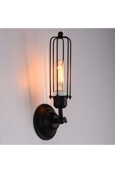 RİOLİGHT Black Retro Cage Metal Sconce