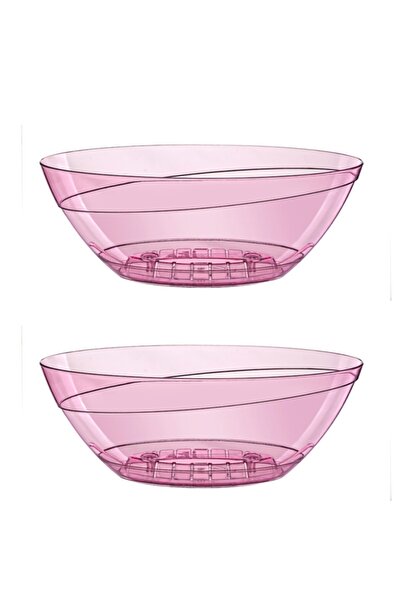 Emek Dekoratif 2'li - Tabaklı Oval Orkide Saksı 3.8 Lt Şeffaf