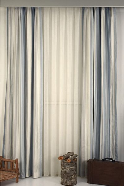 VANESSA PERDE Cotton Printed Natural Linen Background Curtain 140 Most Drawstring Extra Forlu Belted Desing By England