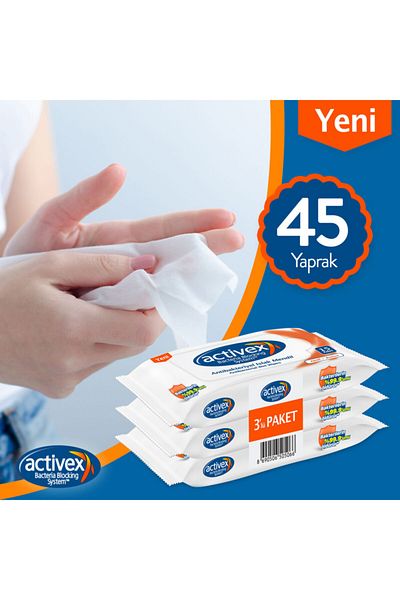 Activex Antibacterial Wet Wipes Pocket Size 45 Sheets