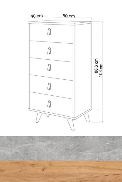 Mymob Kahve Bej Betong Plus Spanze Komodin