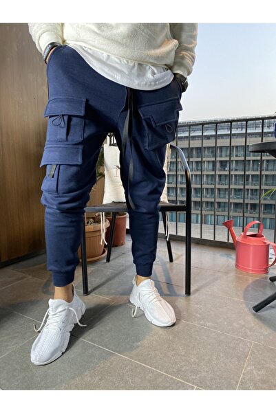 AUST GİYİM Ανδρική αθλητική φόρμα τσέπης Navy Blue Model Jogger