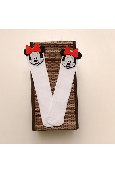 Sude Baby Girl Black Mickey Figured Knee Socks Mickey Mouse