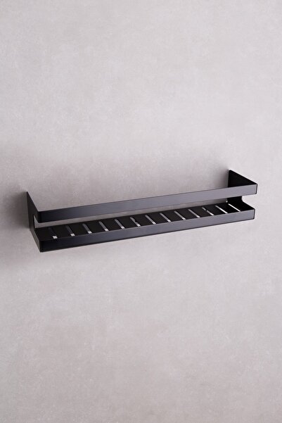 System Duvara Monte Banyo Duş Raf Sistemi Siyah 40 cm