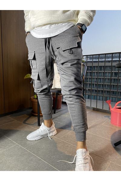 AUST GİYİM Ανδρικό γκρι φούτερ Jogger με τσέπη