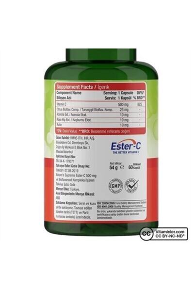 Nature's Supreme Ester-C 500 Mg Vitamin C 60 Capsules