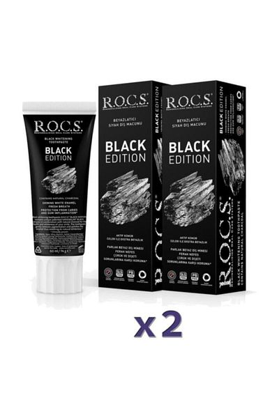R.O.C.S. معجون أسنان مبيض بالفحم من بلاك إيديشن 60 مل × 2 قطعة