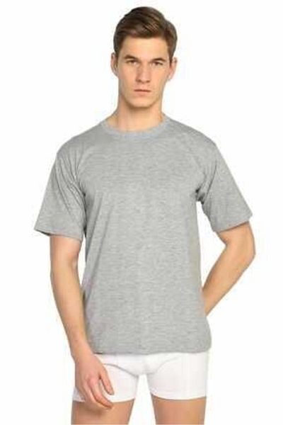 Seher Yıldızı Men's Gray 6-Piece Combed Cotton Crew Neck Undershirt
