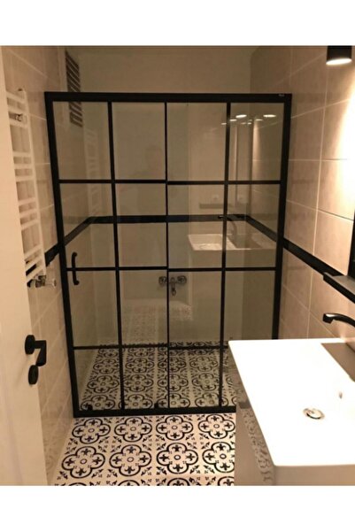 Blackline Siyah Çizgili Duşakabin 100-109 cm Aralığında