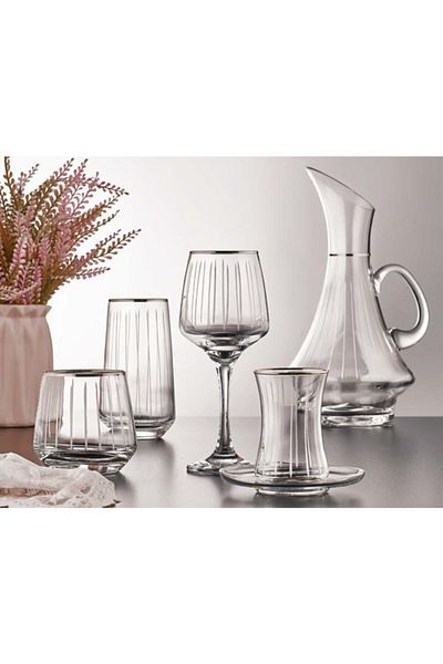 Kahramanlar Harput 31 Piece Crystal Water Set - Platinum Silver