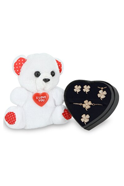 Forentina Kadın Sarı Yonca Kolye Küpe Bileklik Yüzük Seti - Ps162700tr