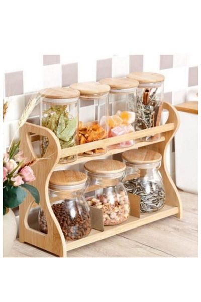 AROW 7-Piece Glass Spice Set with Bamboo Lid - Sefa Dowry