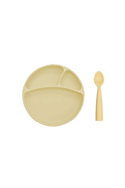 OiOi Vakum Tabanlı Tabak + Kaşık 2 Li Set Sarı