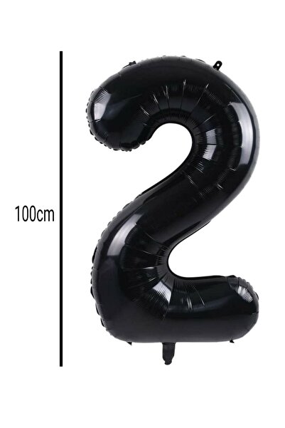 E Elmas Number 2 Foil Balloon Black (100cm)