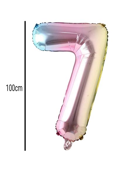 E Elmas 100cm Colorful Foil Balloon - Number 7