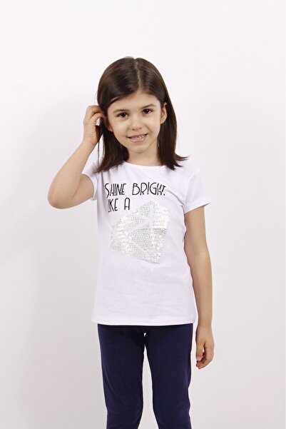 Toontoy Біла діамантова вишивка на дитячій футболці для дівчаток