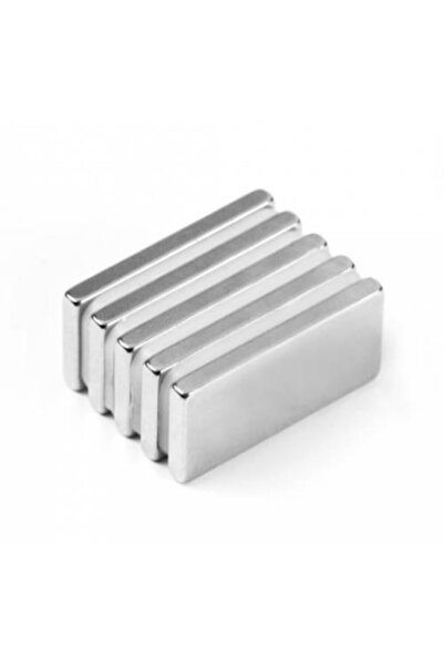 Dünya Magnet 5 Adet, Köşeli Neodyum Mıknatıs, Süper Güçlü Magnet, (20x10x3 Mm)