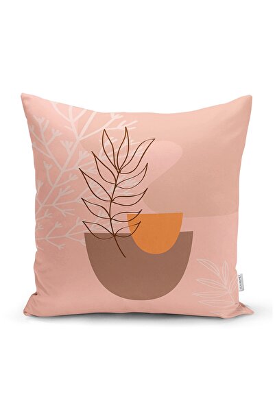 Realhomes Pudra Zeminde Onedraw Çizimli Yaprak Desenli Dijital Baskılı Modern...