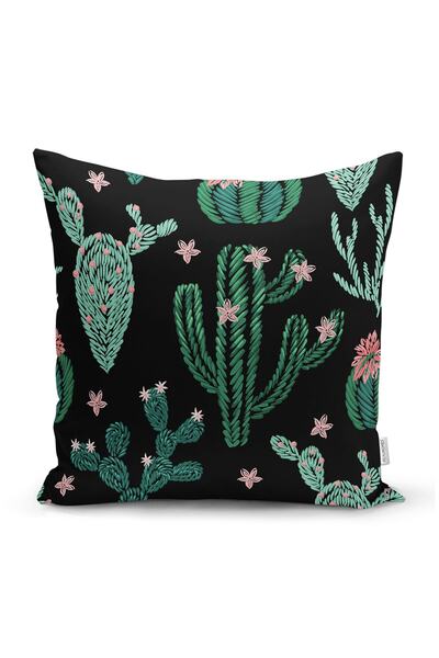 Realhomes Pernă de piele de căprioară cu model cactus verde pe două fețe pe f...