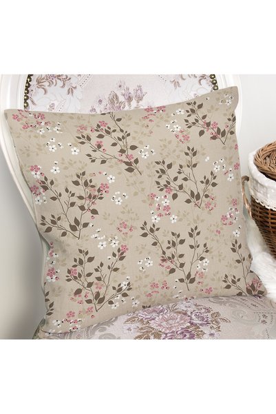 Realhomes Flower Patterned Digital Printed Modern Pillow Cushion Cover on Pastel Background