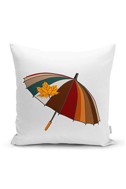Realhomes Pernă cu model de umbrelă colorată de toamnă pe fundal alb Husă de ...