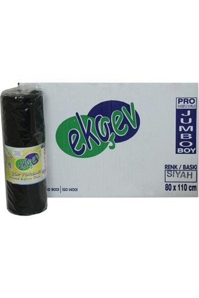 Ekoçev Jumbo Size Black Garbage Bag 80*110 - 10 Pieces