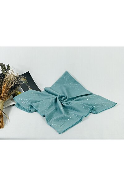 MOM COLLECTİON Kadın Su Yeşili  Varaklı Tülbent Havaifişek Desenli  Eşarp