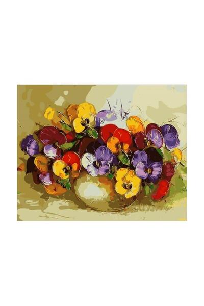 Genel Markalar Renkli Menekşeler Sayılarla Boyama Çerçeveli Hobi Seti 40x50 cm