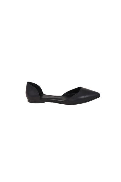 Moosefield Women's Black Genuine Leather Ballerinas