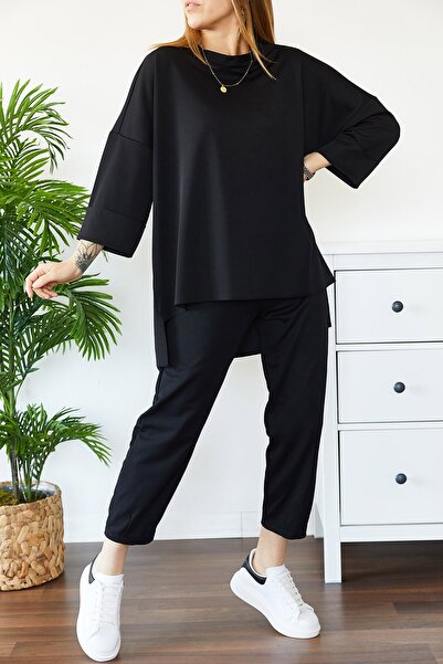 XHAN Γυναικείο Μαύρο Laser Cut Διπλό Σετ Κρέπας 0yxk8-43710-02