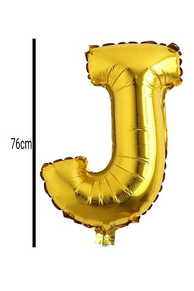 E Elmas Letter J Foil Birthday Balloon Gold (76cm)