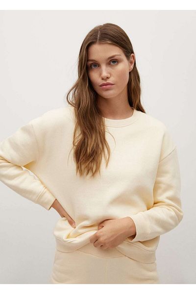 MANGO Woman Γυναικεία φούτερ πιτζάμες από βαμβακερή εκρού