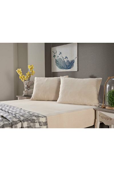 Doqu Home طقم ملاءات قطنية ممشطة كريمية مزدوجة
