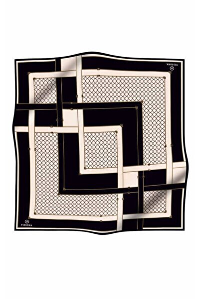 Vissona Ženski svileni šal od kepera, crna i krem boja