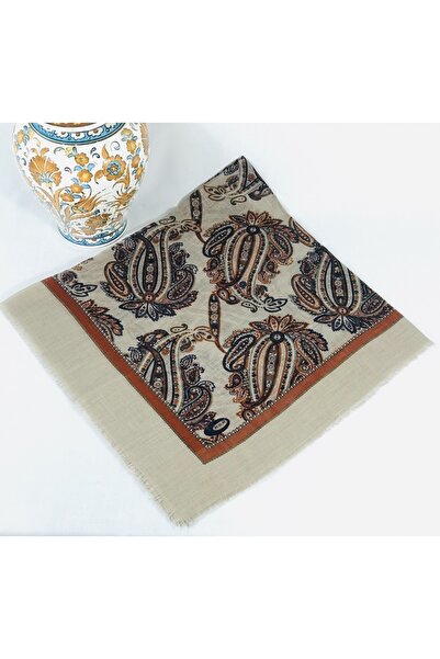 MOM COLLECTİON Kadın Bej  Flamlı Keten Tülbent