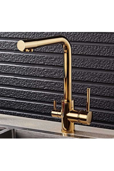 Mayaglory 3 Way Purification Faucet Gold Kitchen Sink with Gold Purification Outlet Hot-cold Mix