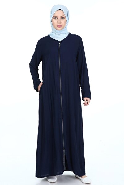 LİKAPA Düz Renk Fermuarlı Viskon Namaz Elbisesi