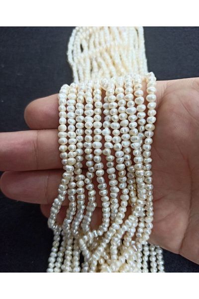 Yüksel Boncuk 3*4 mm Natural Baroque Pearl String Natural Stone