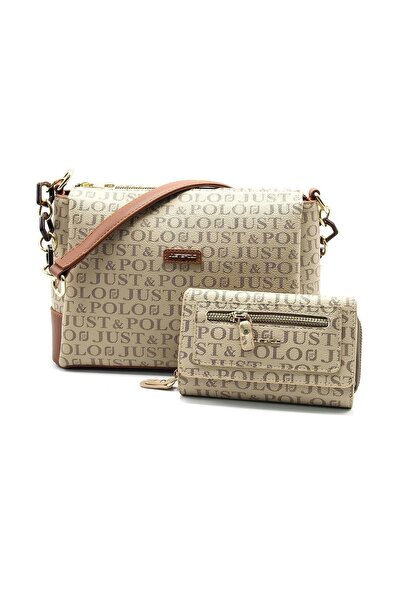 Just Polo Kadın Kahverengi Omuz Çantası Ve Cüzdan Kombini