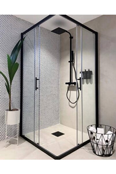 Blackline Siyah Köşe Şeffaf Cam 70x70 Dusakabin