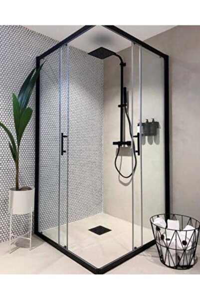 Blackline Siyah Köşe Şeffaf Cam 75x75 Dusakabin