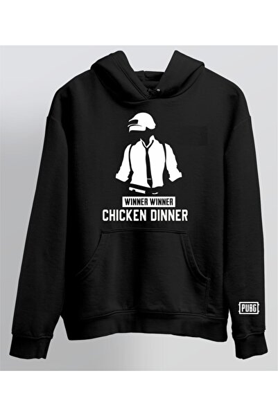 venüsdijital Unisex crna PUBG majica za pobednike Štampano Sa kapuljačom