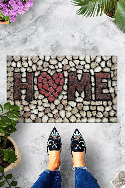 Evsebu Pienso Home Home Kalpli Çakıl Dekoratif Kapı Önü Paspası